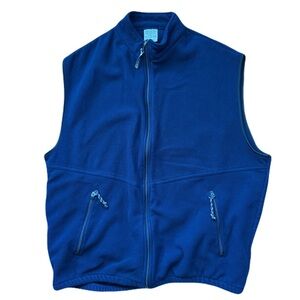 Blue Fleece Vest with Collared Neckline